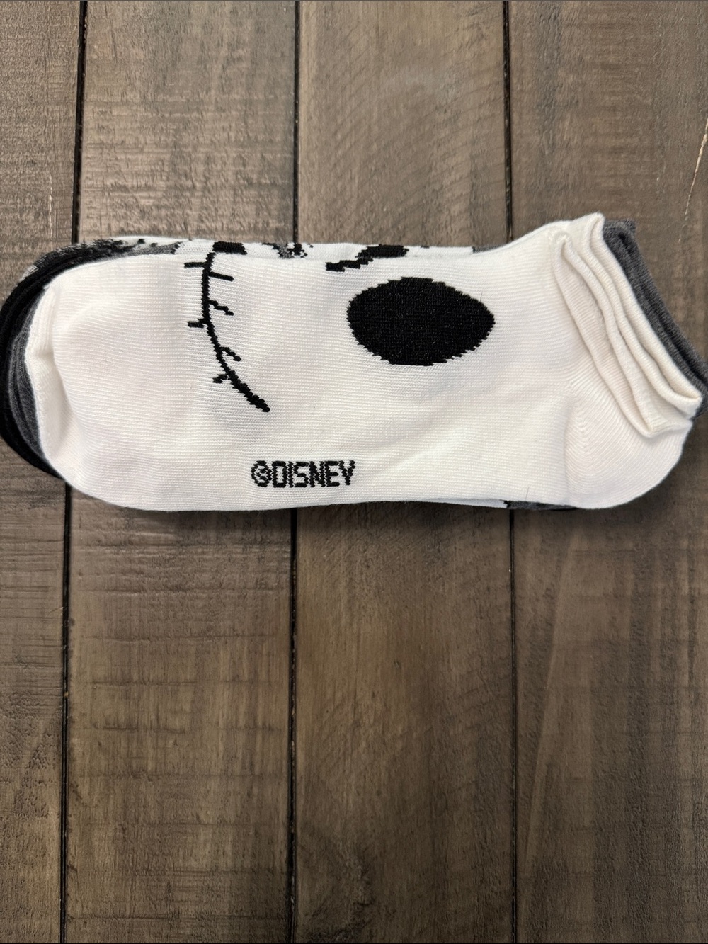 Disney Jack Skellington No-Show Socks - White, Black 5 Pairs shoe size 6.5-12
